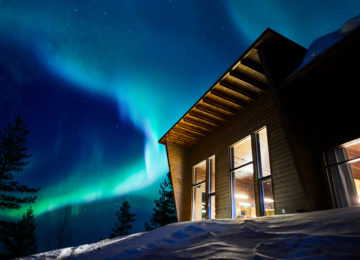 Polarlichter über Octola Private Wilderness Finnland Lappland Polarkreis