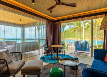 Blick auf das Wohnzimmer ©Saba Rock Island Resort