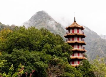 Pagode, Tempel, Berge, Taiwan, Asien