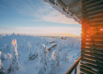 Ruka Peak Lodge Finnland Blick aus dem Zimmer mit Balkon