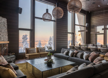 Lounge Octola Wilderness Private Lodge Finnland Lappland