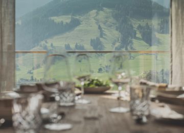 Senhoog Chalet BergWärtsGeist©Esszimmer Blick Bergwelt