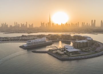 The Bvlgari Resort Dubai – Jumeira Bay Island by sunset