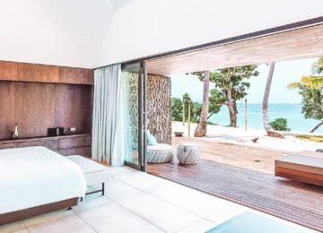 Luxus Schlafzimmer mit Blick auf den Ozean ©Vomo Island Resort