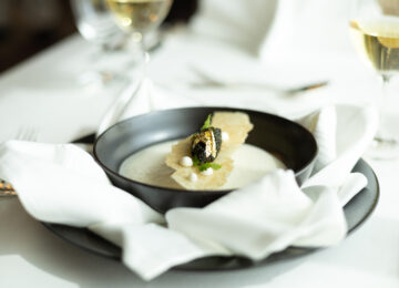 White Sturgeon Caviar Smashed Chive Potato & Light Chicken Velouté  2