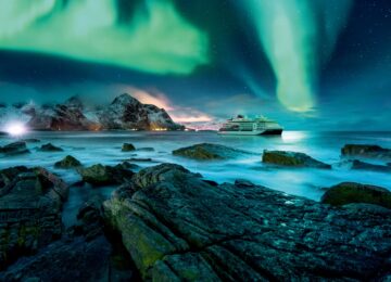 Aurora,Borealis,Above,Snowy,Islands,Of,Lofoten