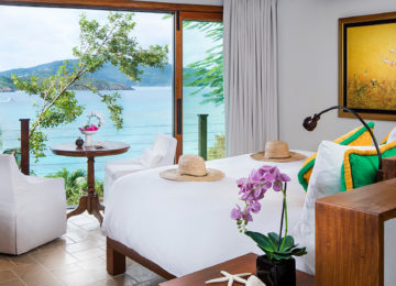 Luxus Schlafzimmer mit Blick auf den Ozean ©Necker Island
